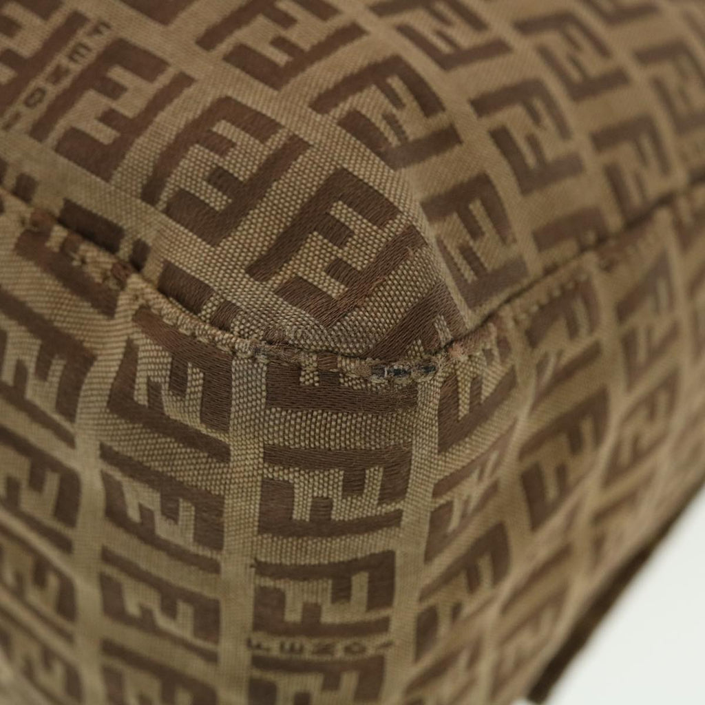 FENDI Zucchino Canvas Mamma Baguette Shoulder Bag Brown bs5280
