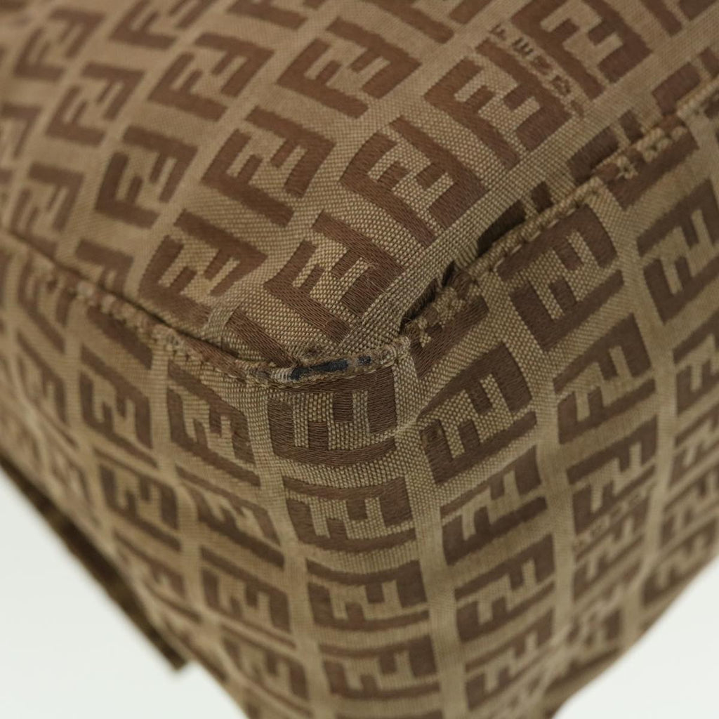 FENDI Zucchino Canvas Mamma Baguette Shoulder Bag Brown bs5280