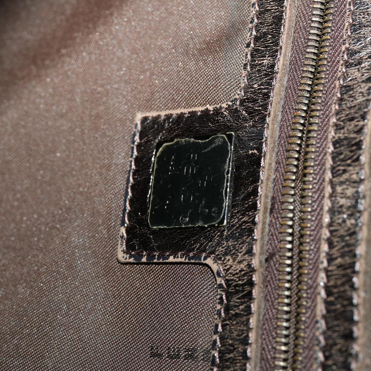 FENDI Zucchino Canvas Mamma Baguette Shoulder Bag Brown bs5280