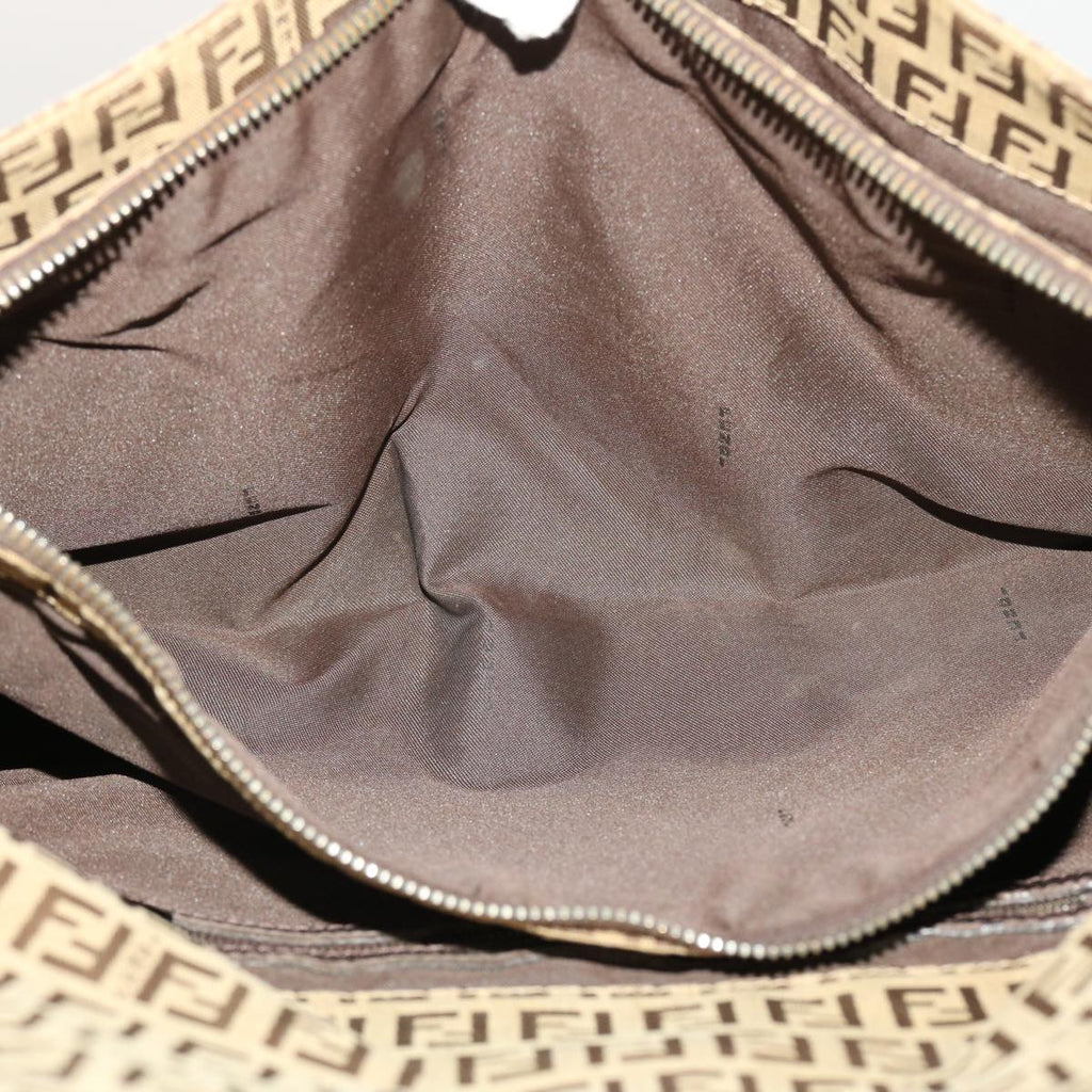 FENDI Zucchino Canvas Mamma Baguette Shoulder Bag Brown bs5280