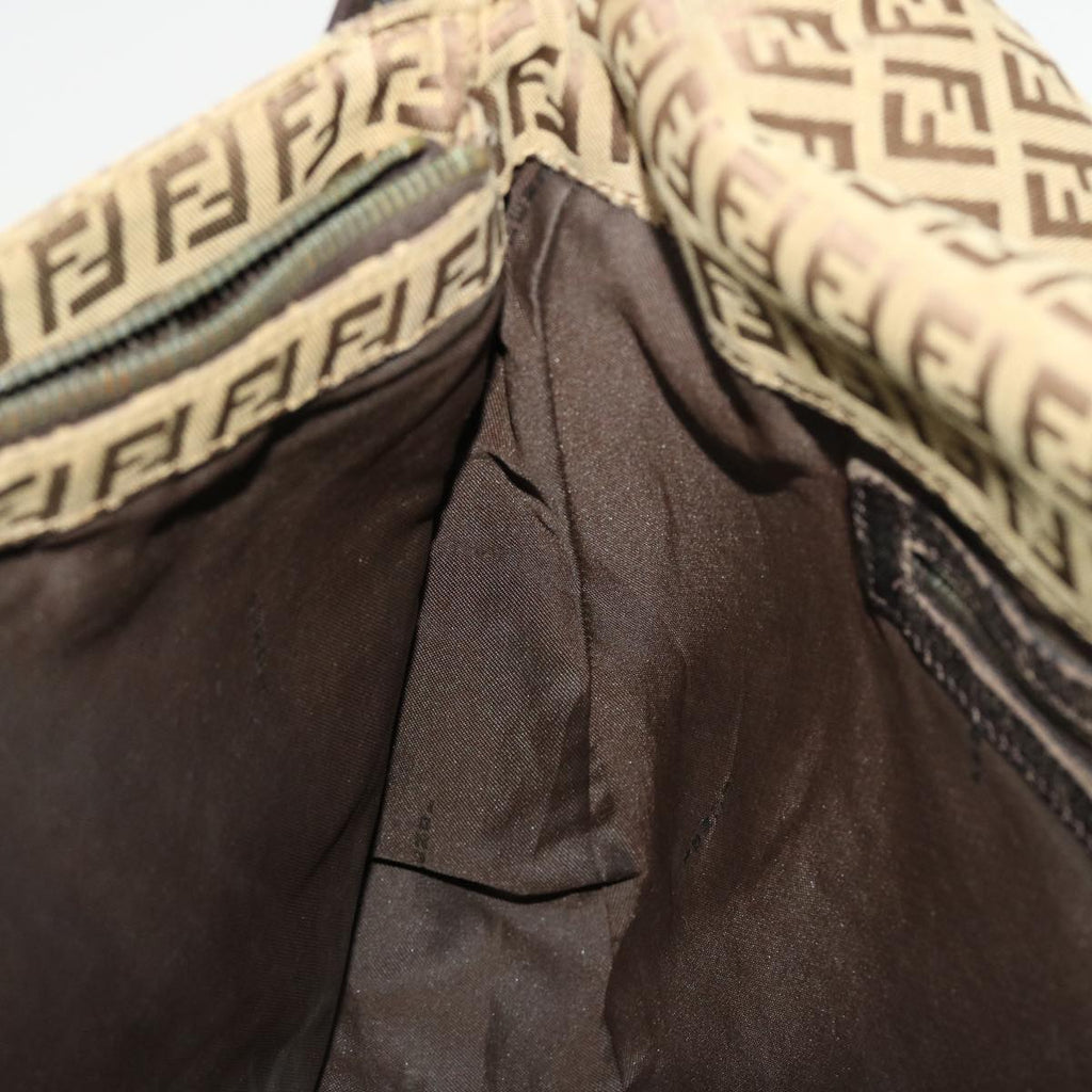 FENDI Zucchino Canvas Mamma Baguette Shoulder Bag Brown bs5280
