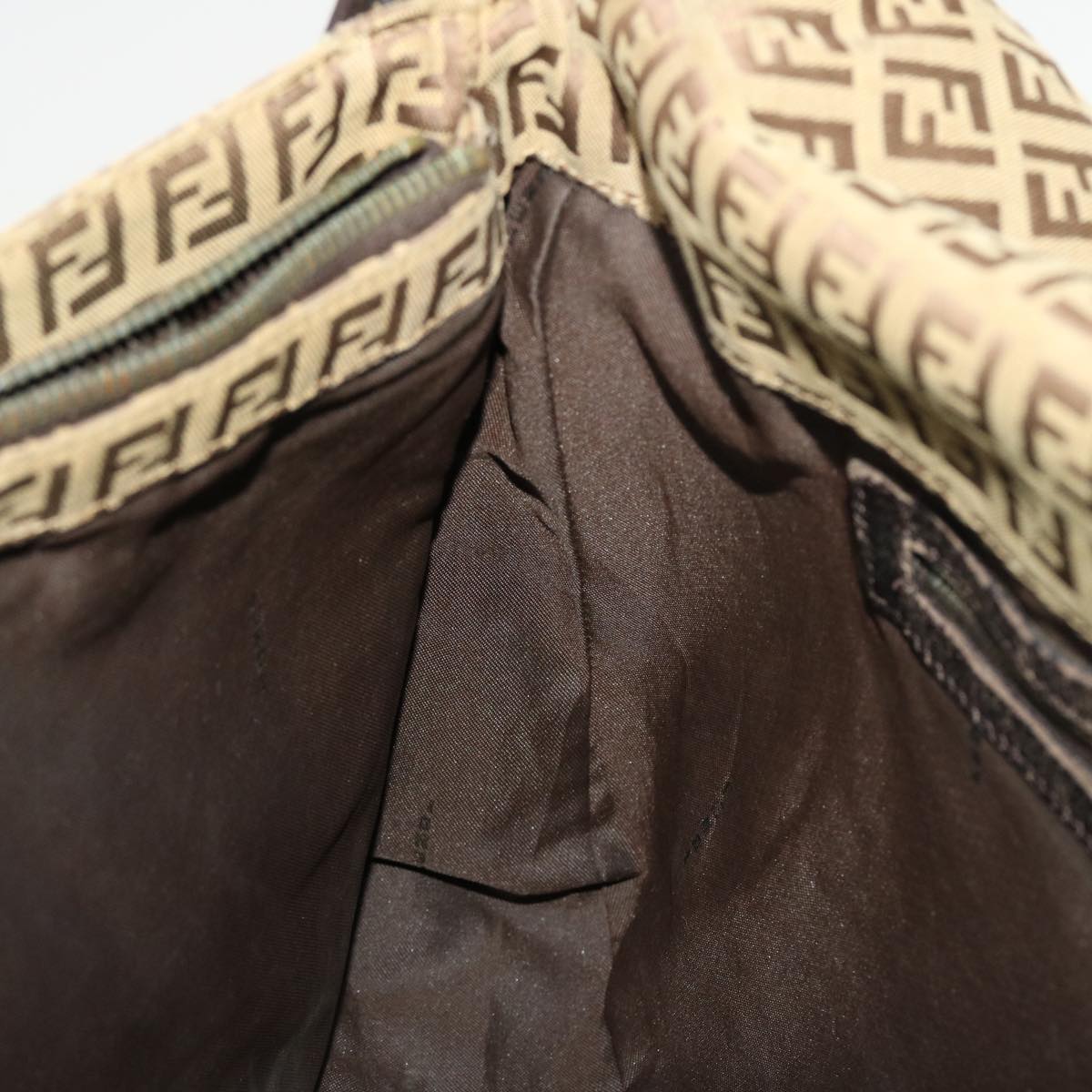 FENDI Zucchino Canvas Mamma Baguette Shoulder Bag Brown bs5280