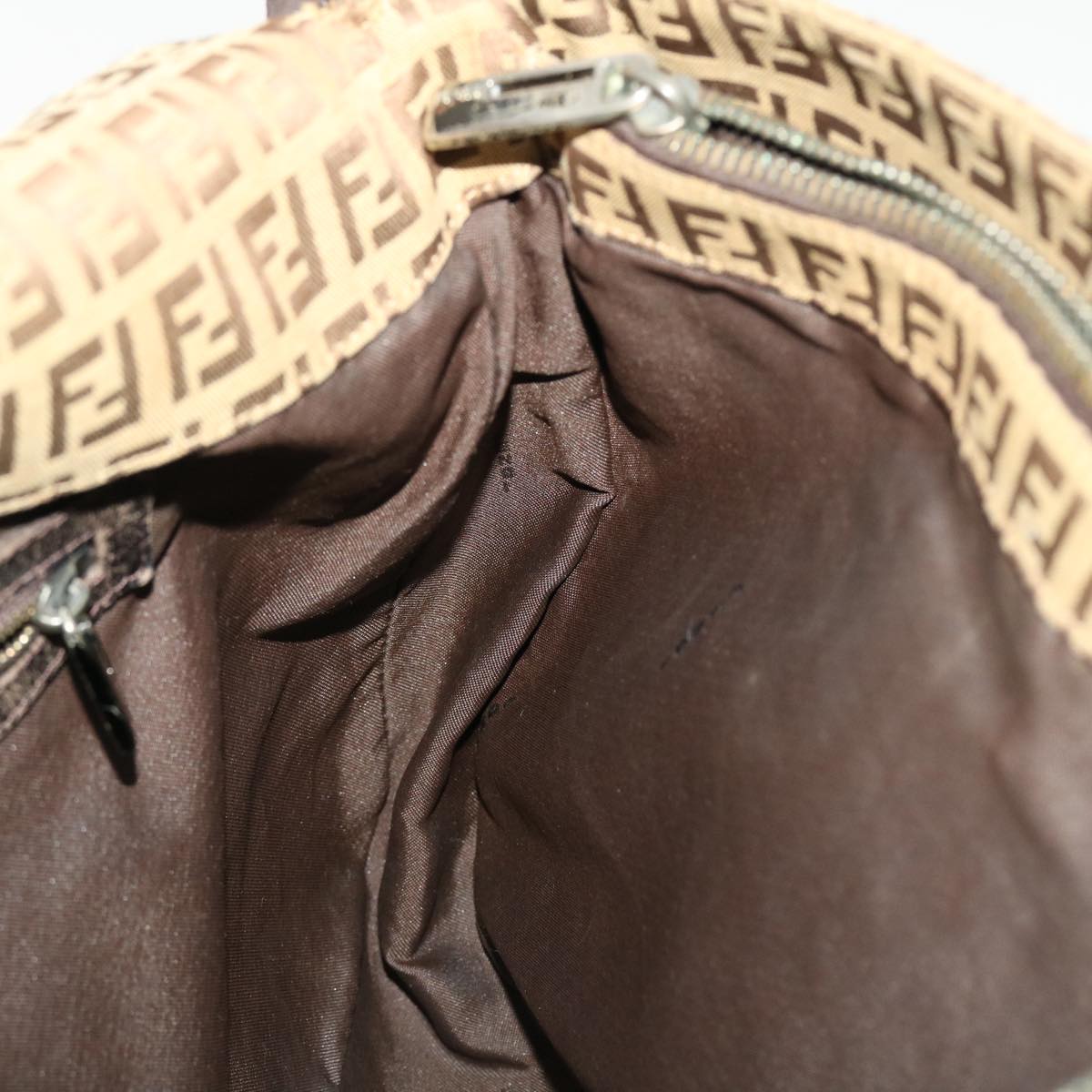 FENDI Zucchino Canvas Mamma Baguette Shoulder Bag Brown bs5280