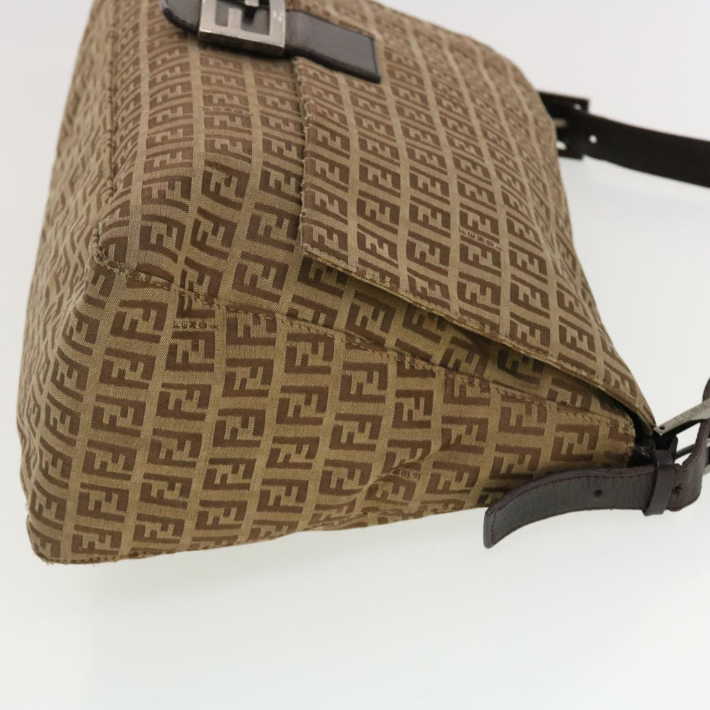 FENDI Zucchino Canvas Mamma Baguette Shoulder Bag Brown bs5280