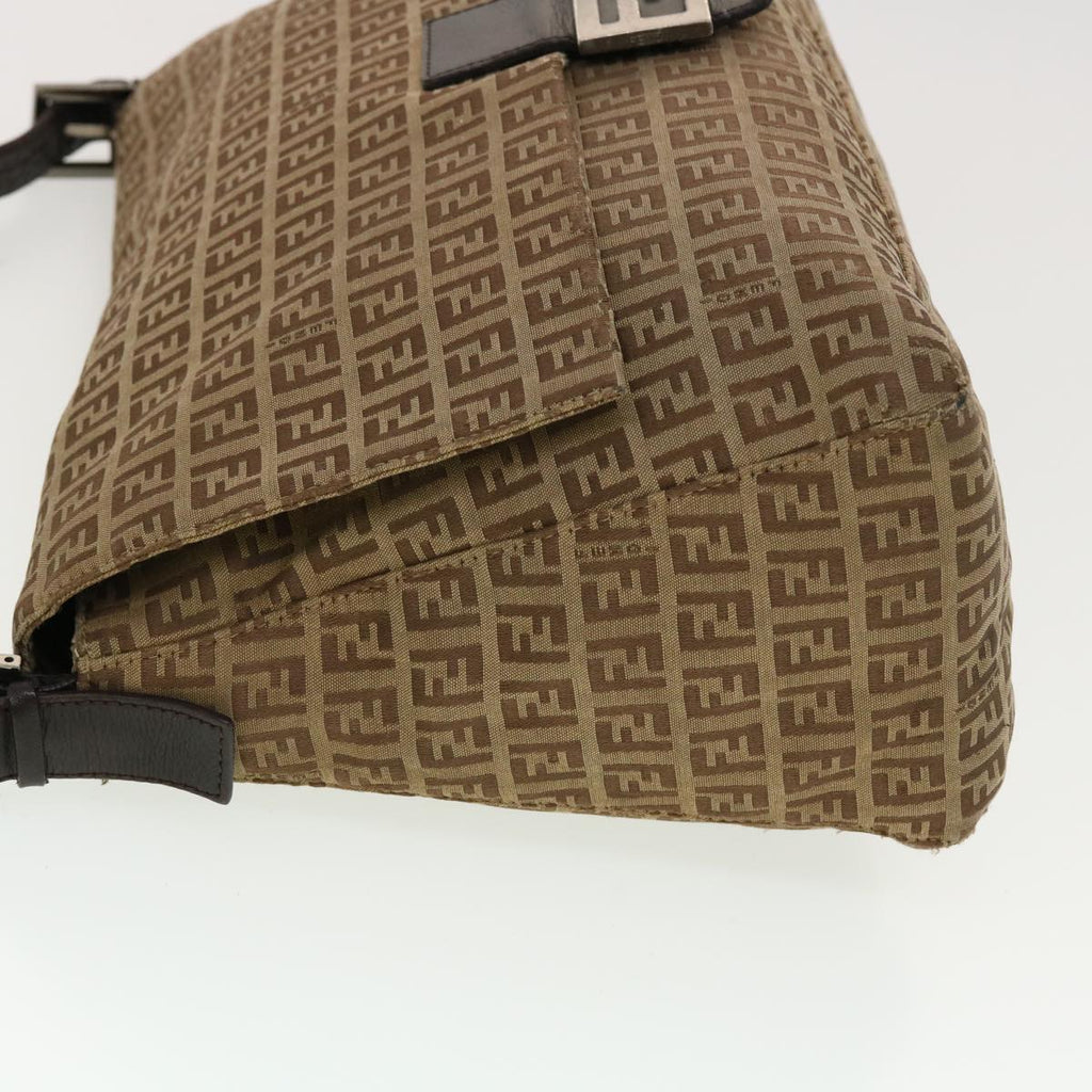 FENDI Zucchino Canvas Mamma Baguette Shoulder Bag Brown bs5280