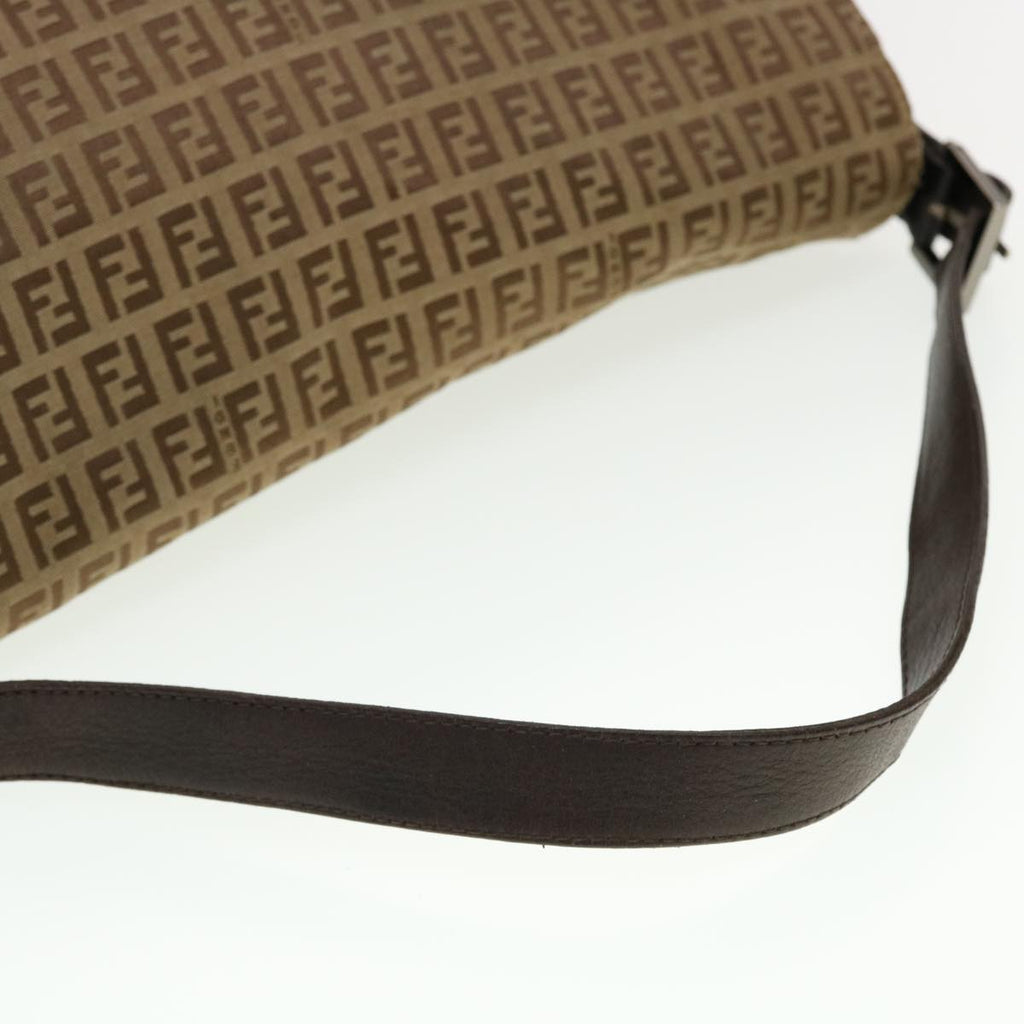 FENDI Zucchino Canvas Mamma Baguette Shoulder Bag Brown bs5280