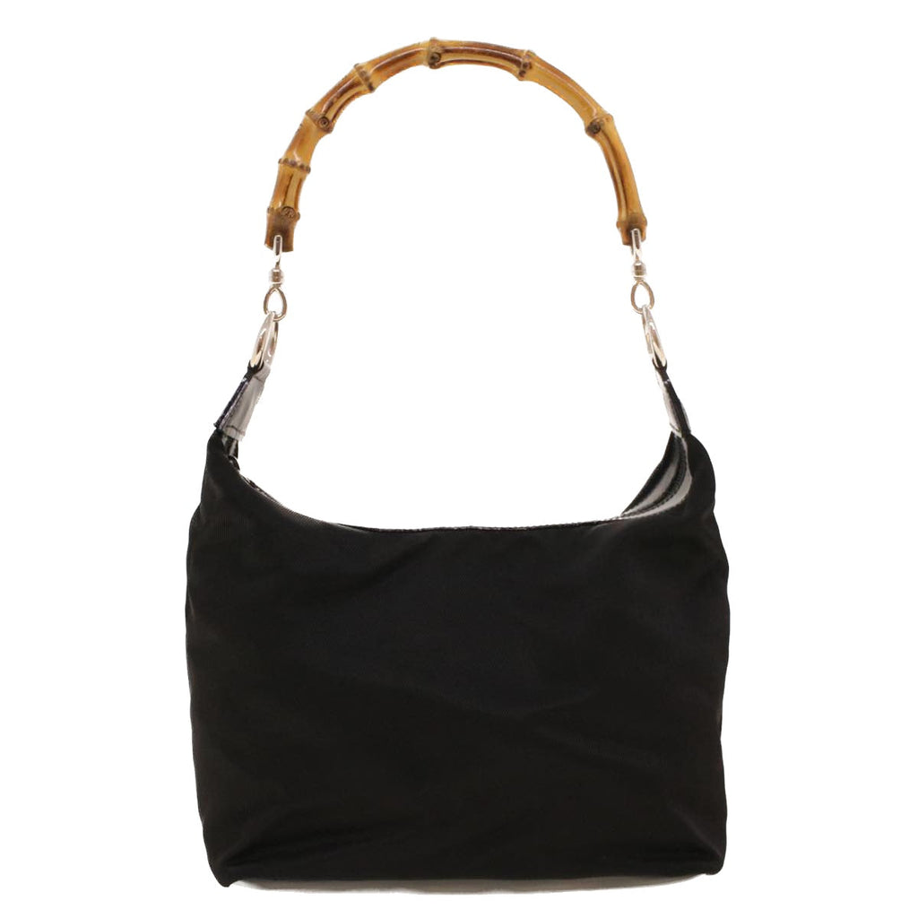 GUCCI Bamboo Shoulder Bag Nylon Black 00019560531 bs5299