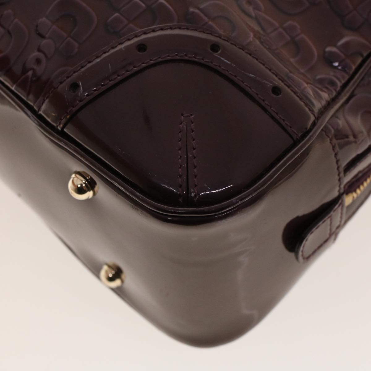 GUCCI Shoulder Bag Patent leather Purple 145770 bs5305