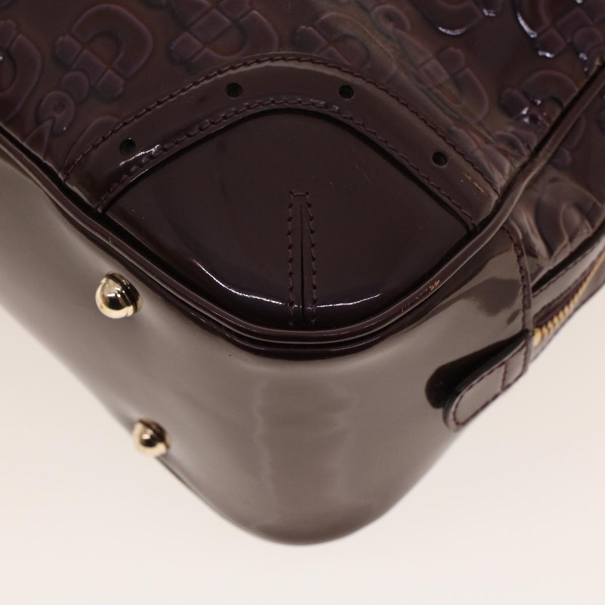 GUCCI Shoulder Bag Patent leather Purple 145770 bs5305