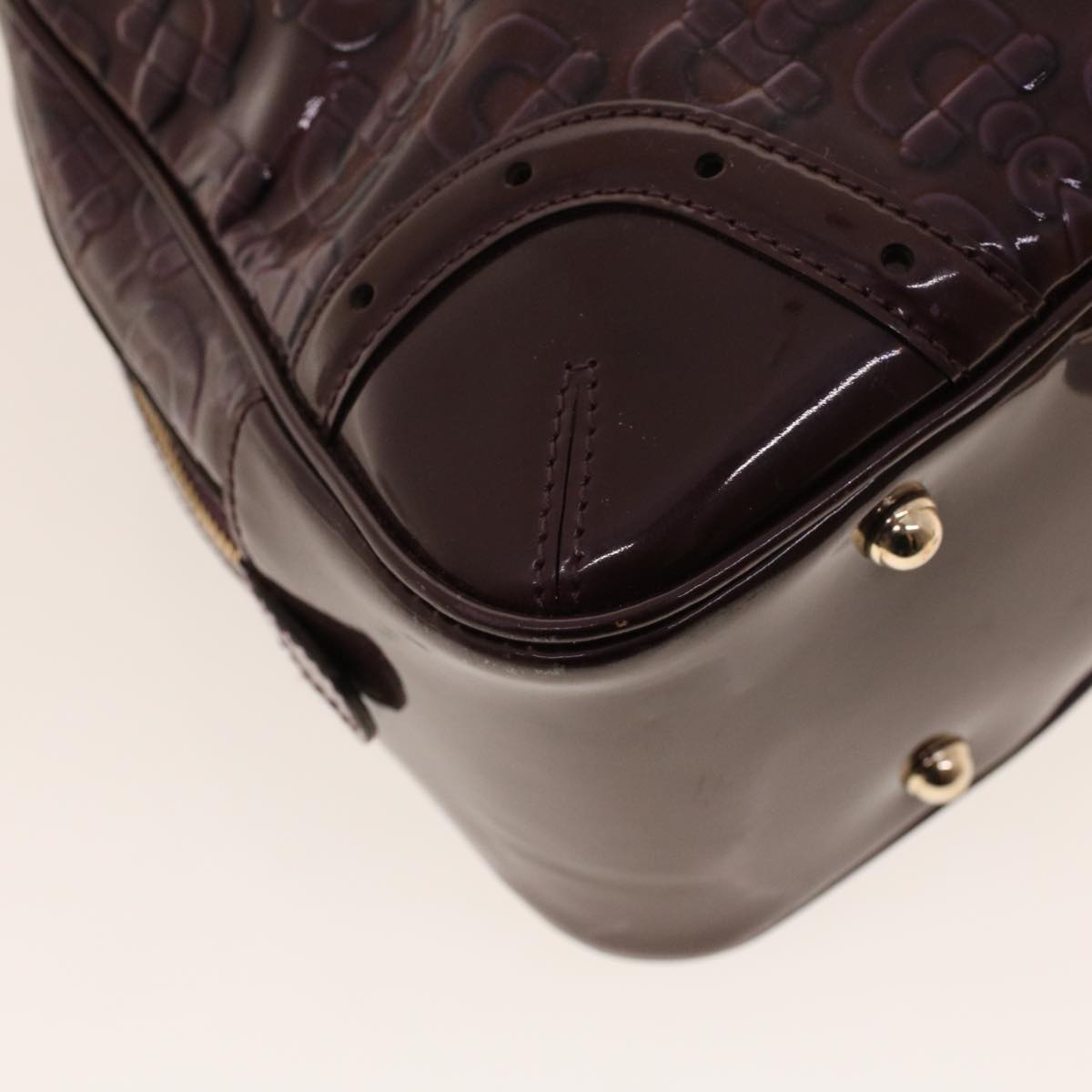GUCCI Shoulder Bag Patent leather Purple 145770 bs5305