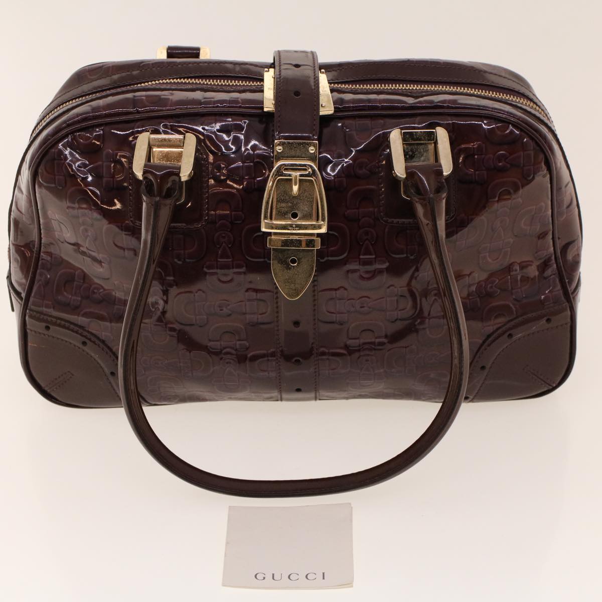 GUCCI Shoulder Bag Patent leather Purple 145770 bs5305