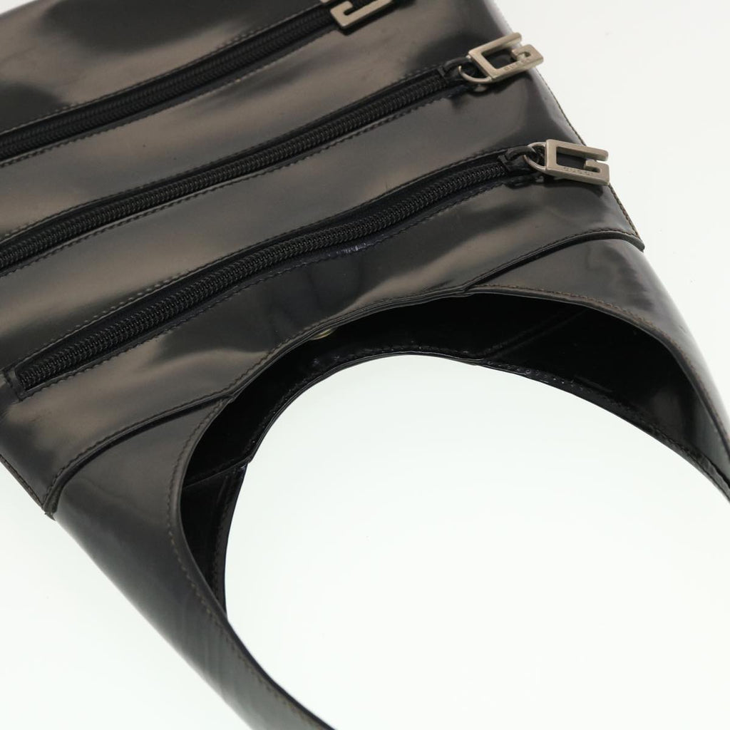 GUCCI Bamboo Shoulder Bag Suede Patent leather 2Set Black White bs5308