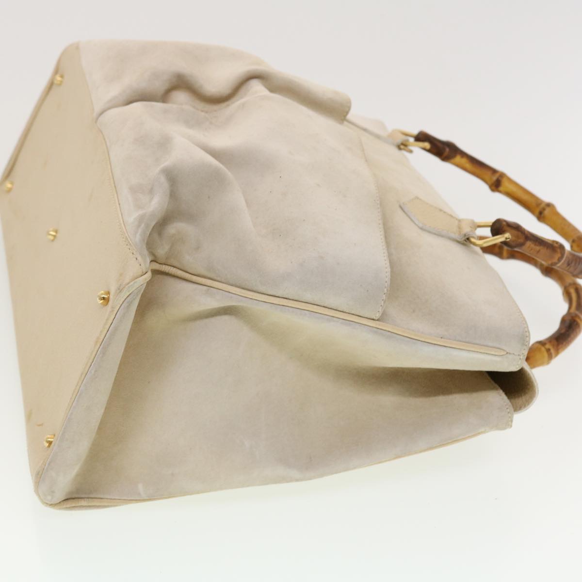 GUCCI Bamboo Shoulder Bag Suede Patent leather 2Set Black White bs5308