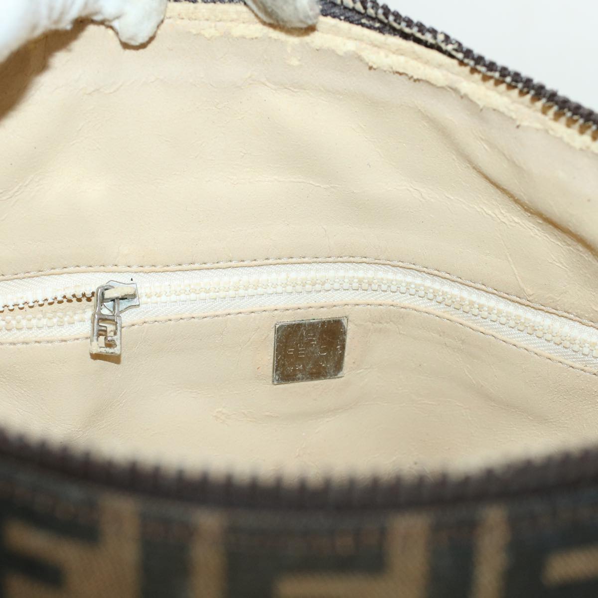 FENDI Zucca Canvas Hand Bag Black Brown bs5402