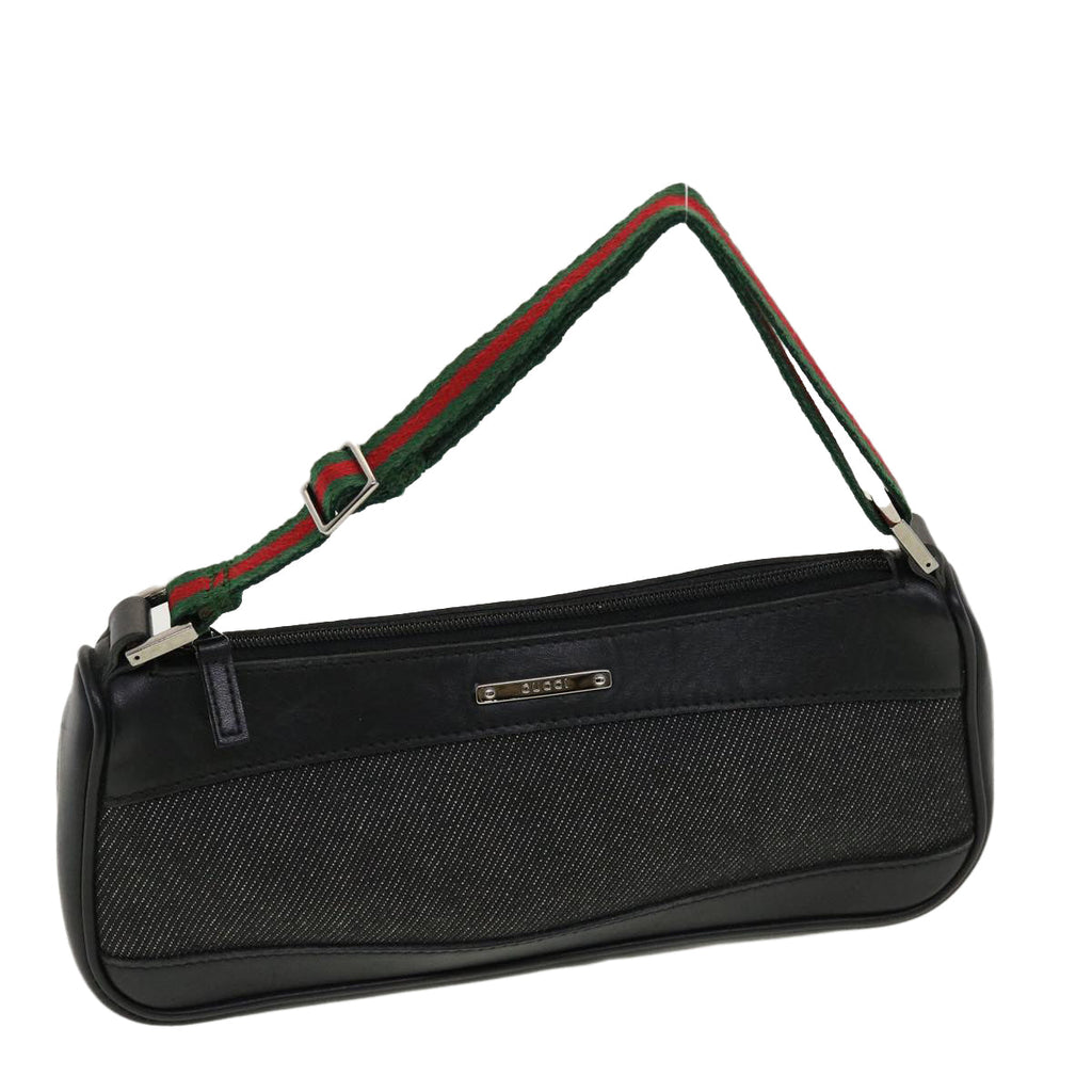 GUCCI Web Sherry Line Accessory Pouch Canvas Black Red Green bs5425
