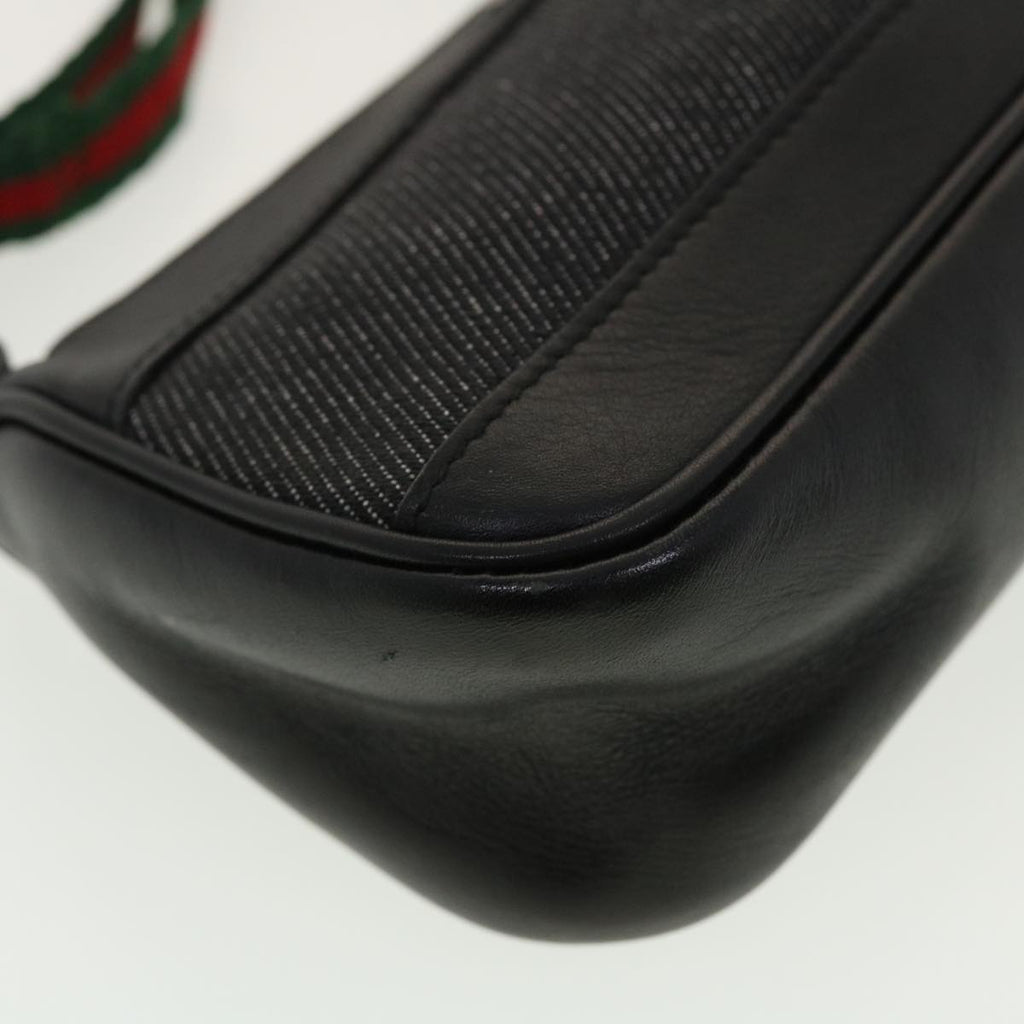GUCCI Web Sherry Line Accessory Pouch Canvas Black Red Green bs5425