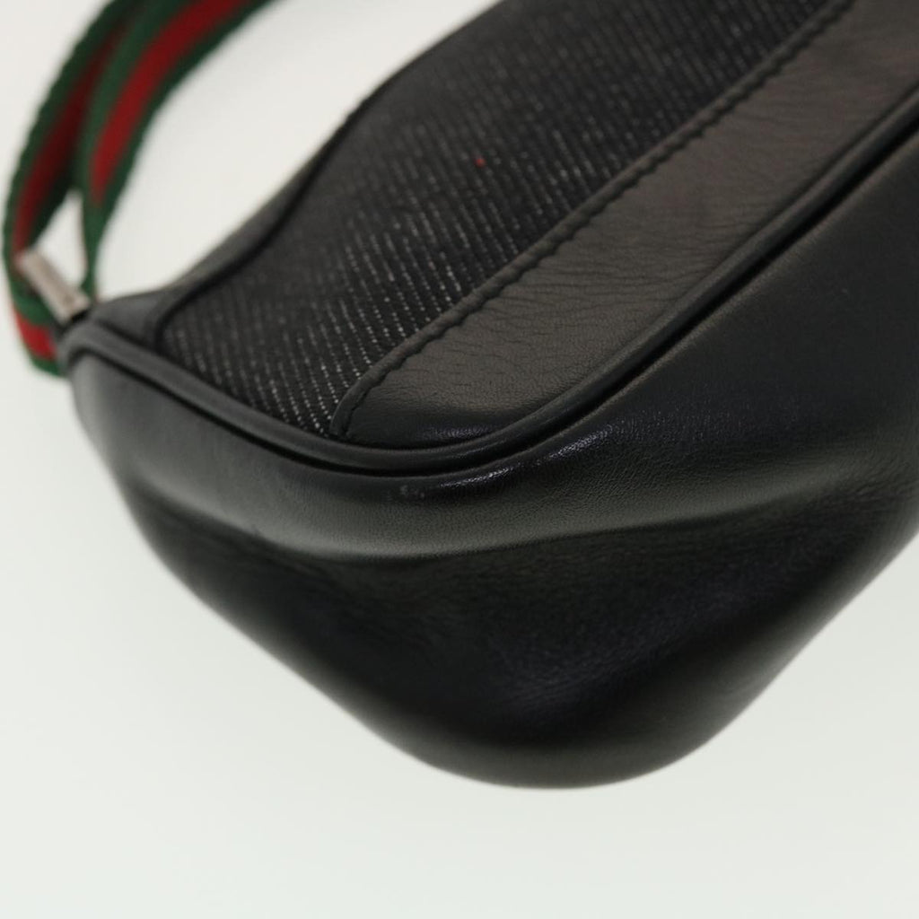 GUCCI Web Sherry Line Accessory Pouch Canvas Black Red Green bs5425
