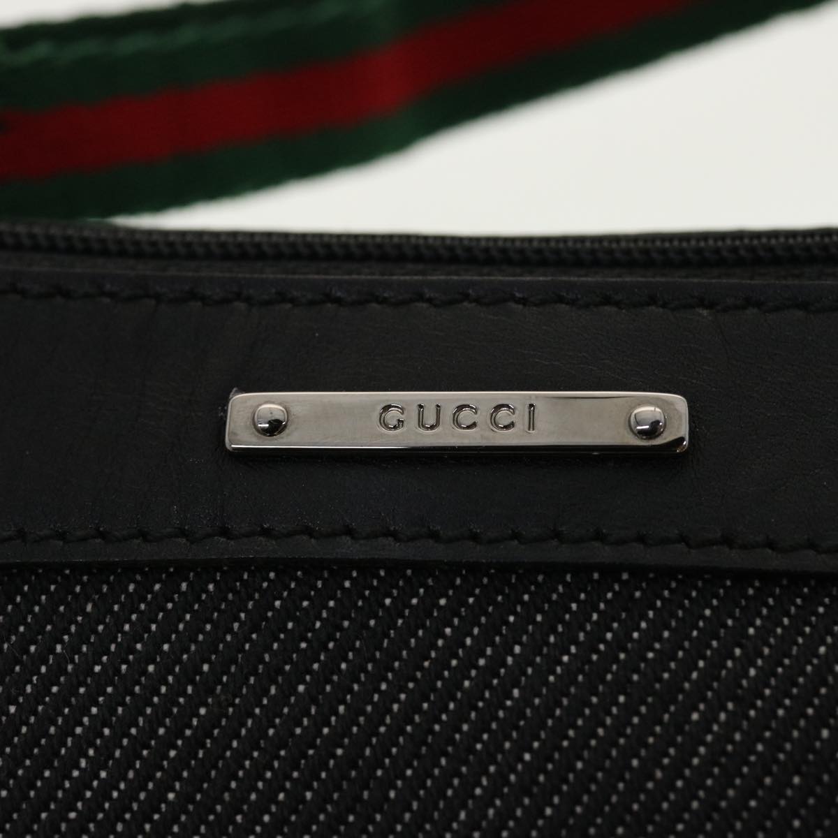 GUCCI Web Sherry Line Accessory Pouch Canvas Black Red Green bs5425