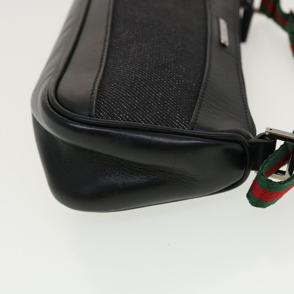 GUCCI Web Sherry Line Accessory Pouch Canvas Black Red Green bs5425