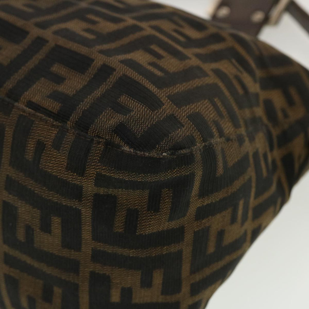 FENDI Zucca Canvas Mamma Baguette Shoulder Bag Black Brown bs5426