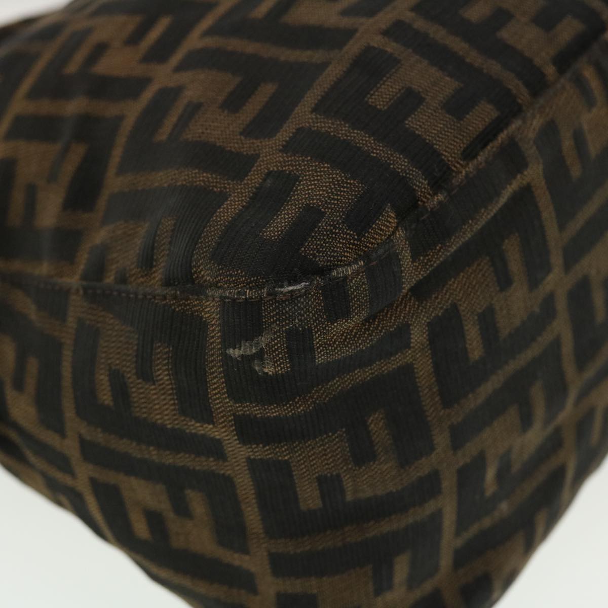FENDI Zucca Canvas Mamma Baguette Shoulder Bag Black Brown bs5426