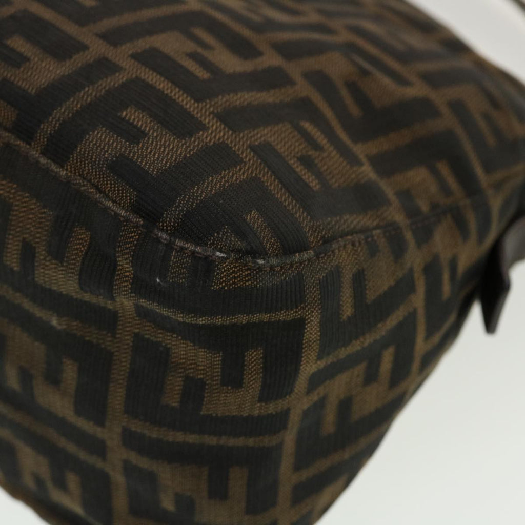 FENDI Zucca Canvas Mamma Baguette Shoulder Bag Black Brown bs5426