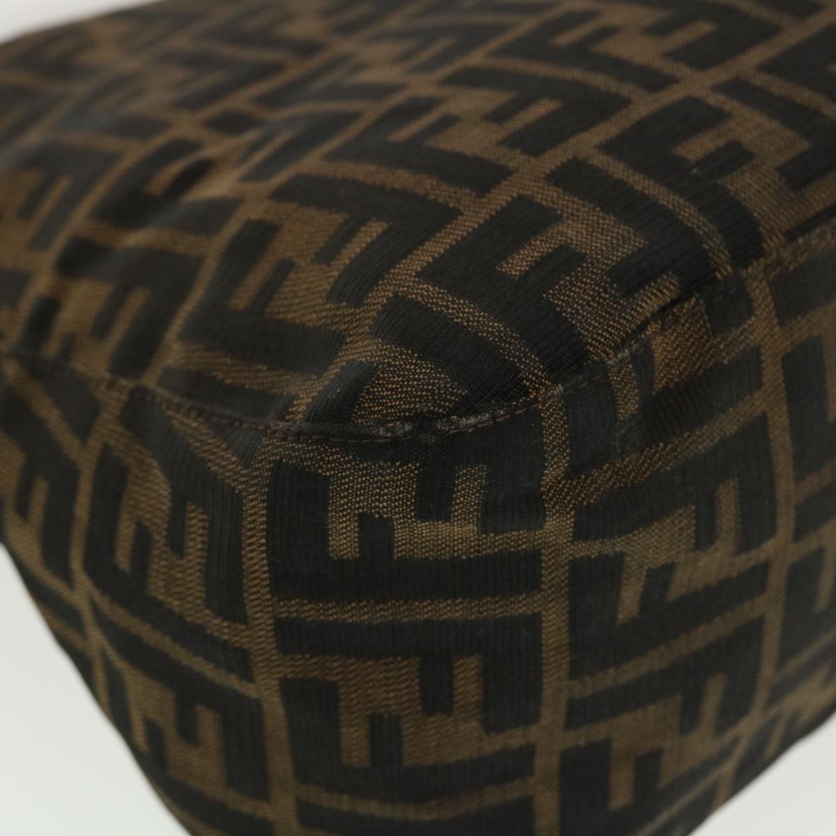 FENDI Zucca Canvas Mamma Baguette Shoulder Bag Black Brown bs5426