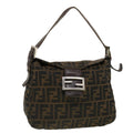 FENDI Zucca Canvas Mamma Baguette Shoulder Bag Black Brown bs5426