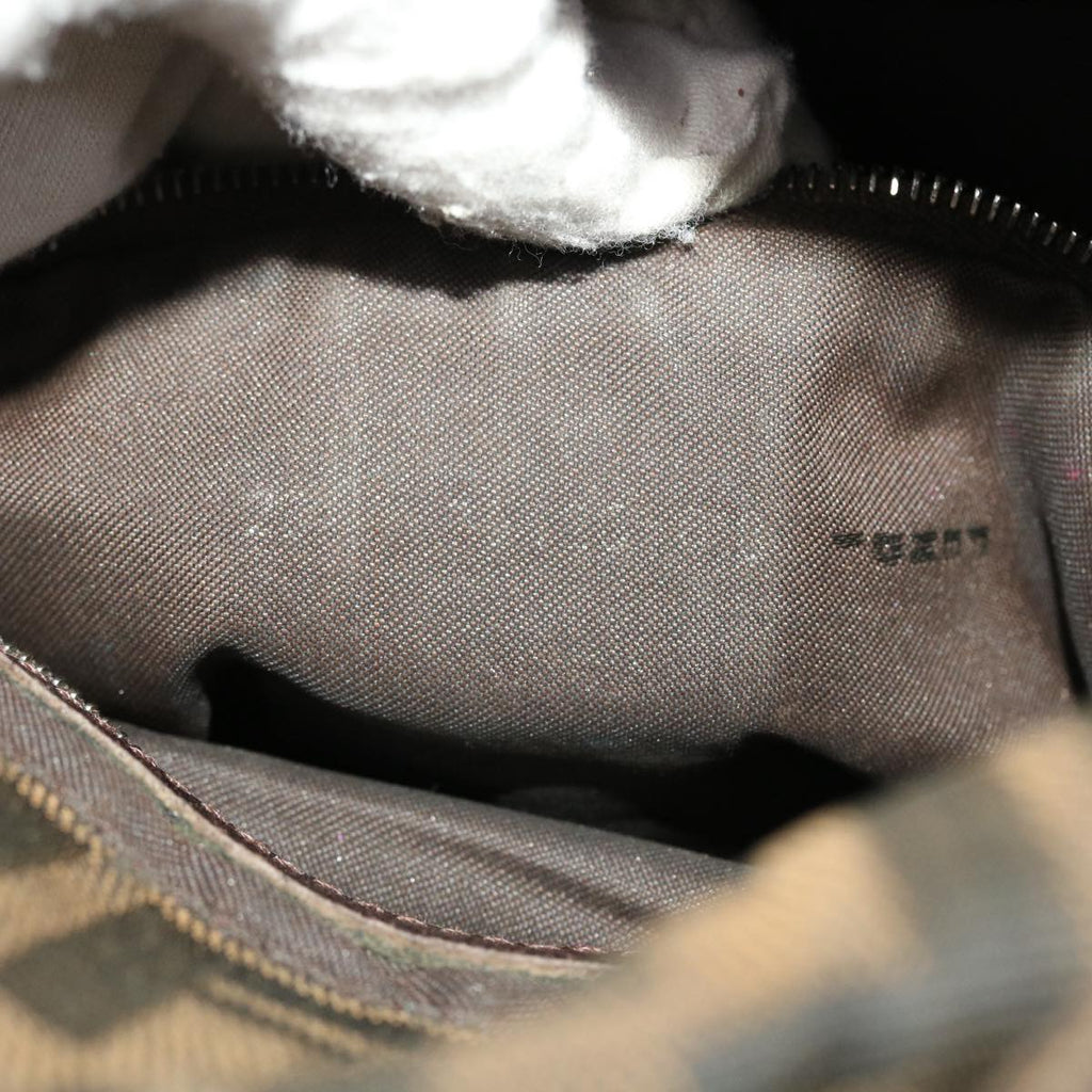 FENDI Zucca Canvas Mamma Baguette Shoulder Bag Black Brown bs5426