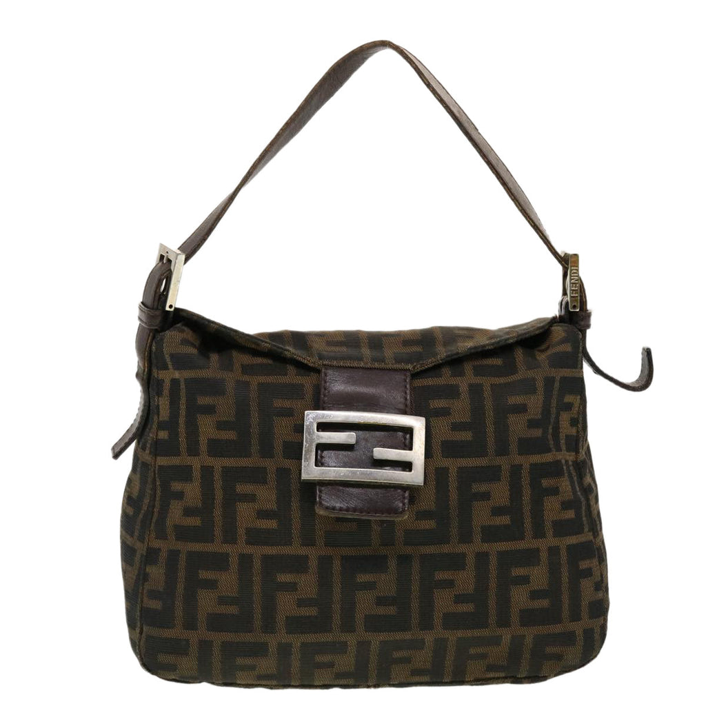 FENDI Zucca Canvas Mamma Baguette Shoulder Bag Black Brown bs5426