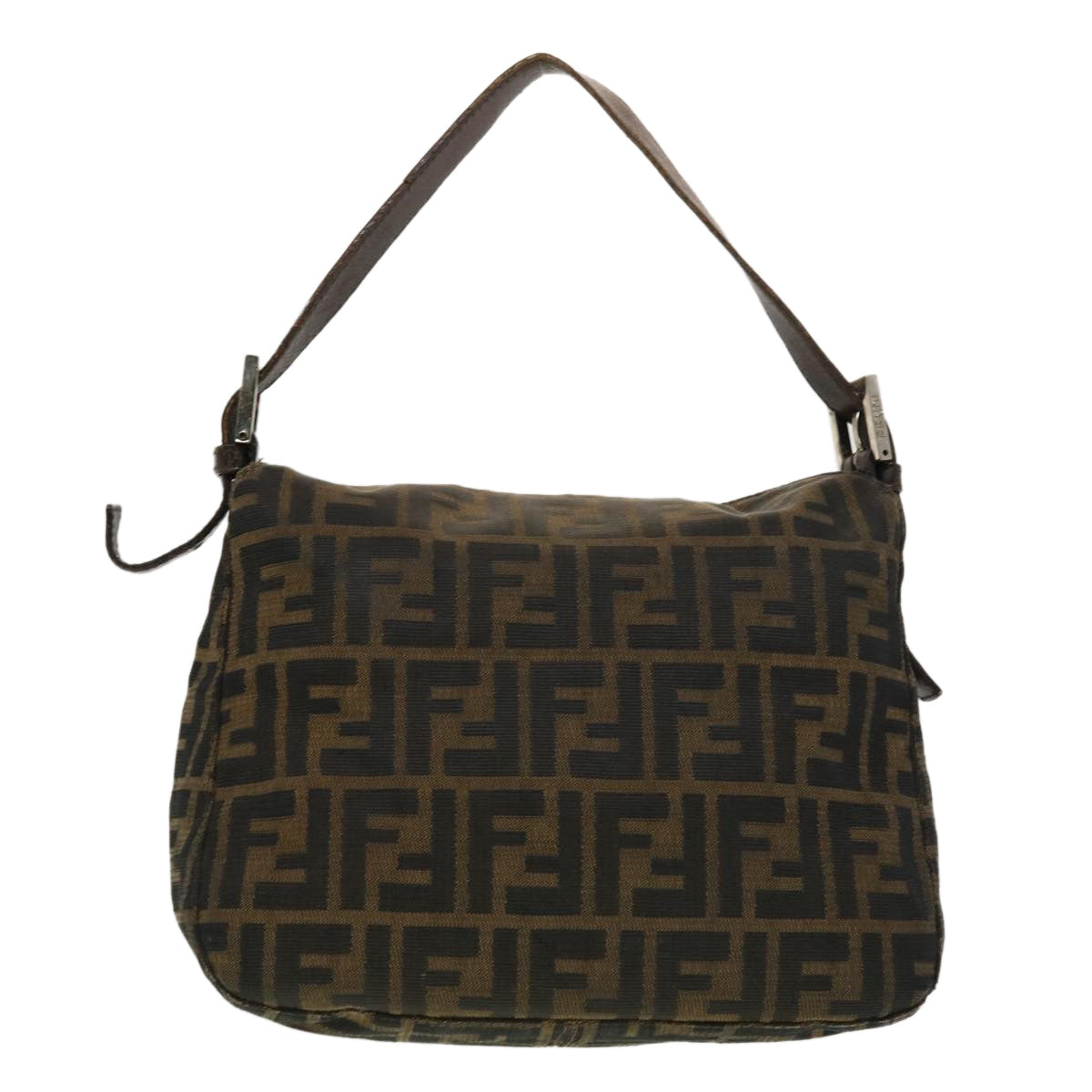 FENDI Zucca Canvas Mamma Baguette Shoulder Bag Black Brown bs5426