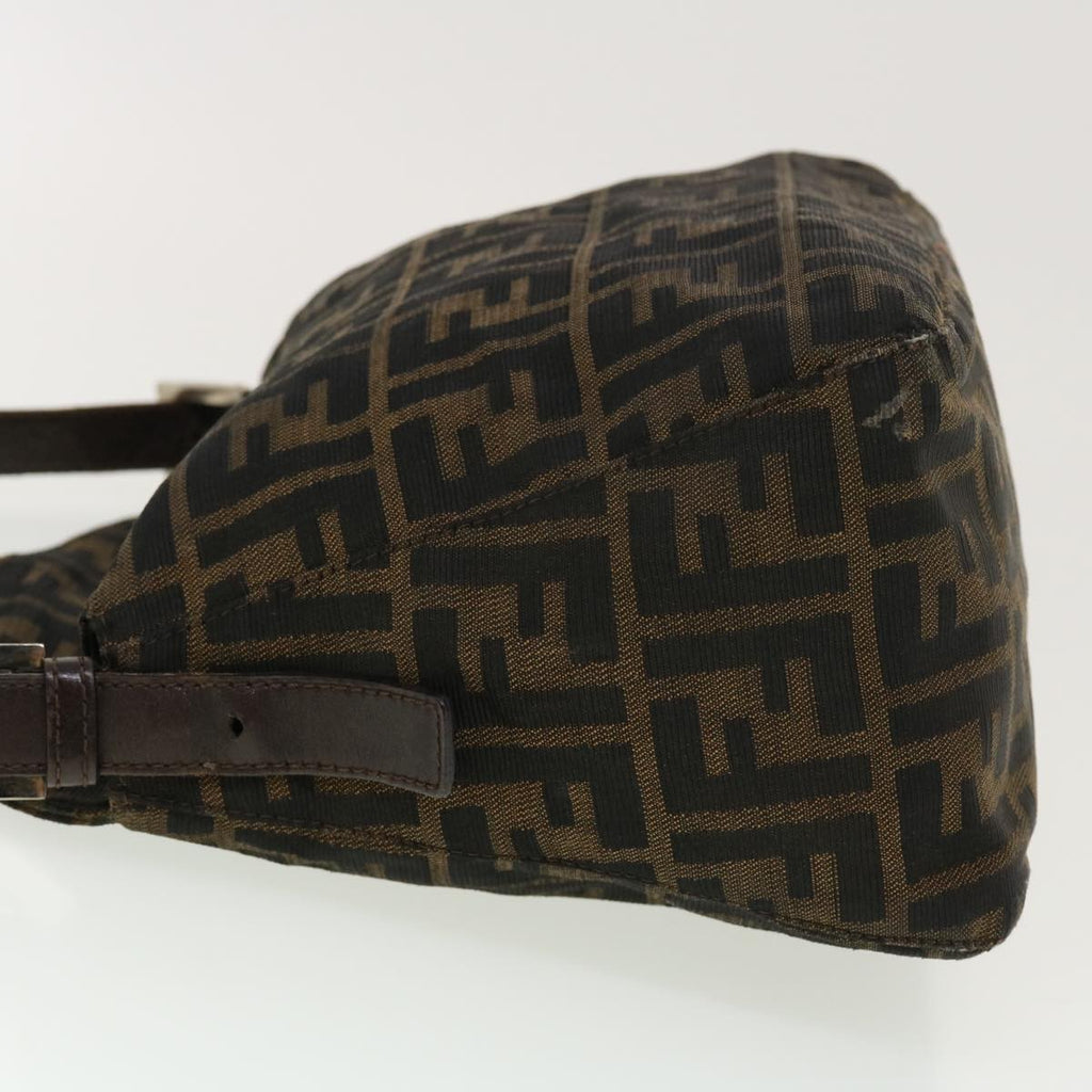FENDI Zucca Canvas Mamma Baguette Shoulder Bag Black Brown bs5426