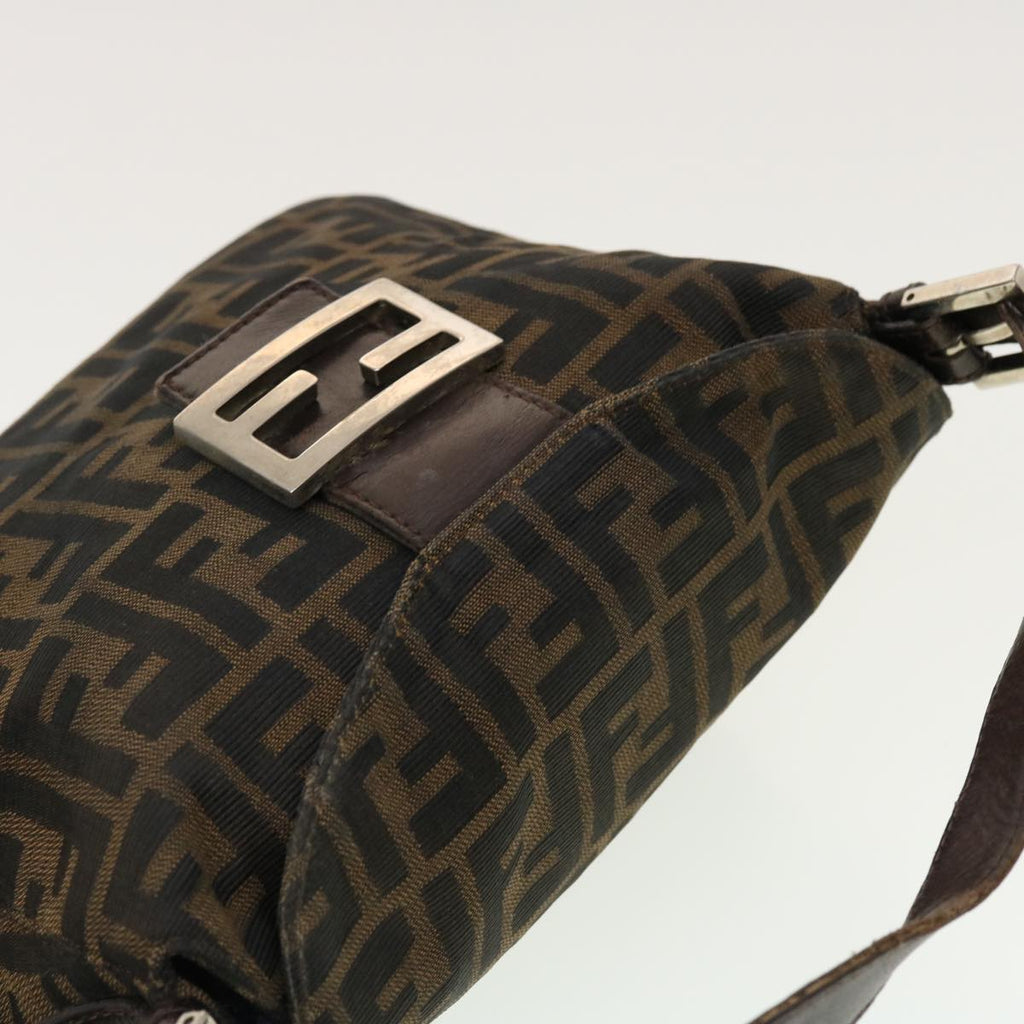 FENDI Zucca Canvas Mamma Baguette Shoulder Bag Black Brown bs5426