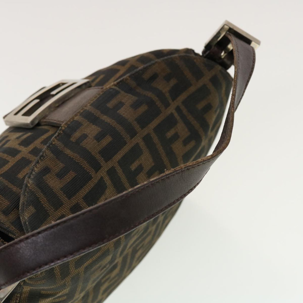 FENDI Zucca Canvas Mamma Baguette Shoulder Bag Black Brown bs5426