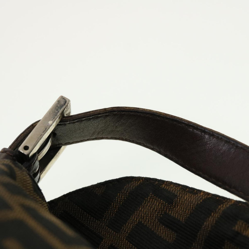 FENDI Zucca Canvas Mamma Baguette Shoulder Bag Black Brown bs5426
