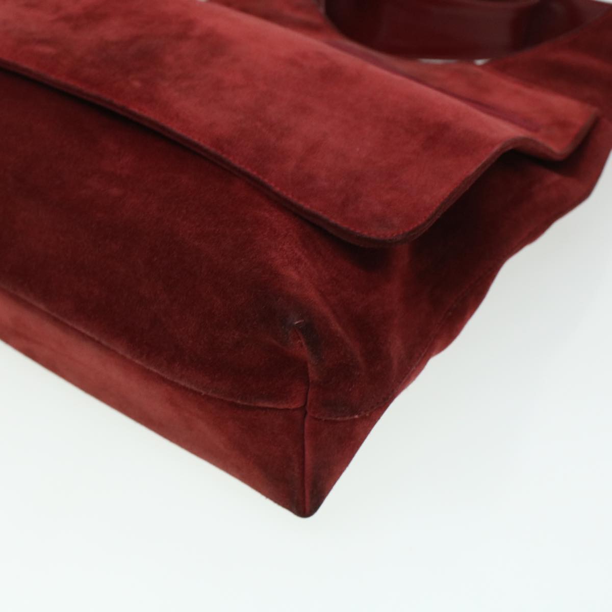 GUCCI GG Canvas Shoulder Bag Suede Red 00217050424 bs5510