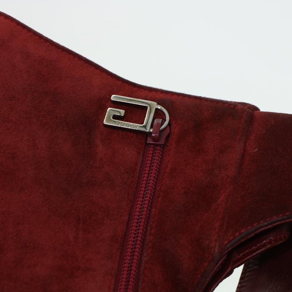 GUCCI GG Canvas Shoulder Bag Suede Red 00217050424 bs5510