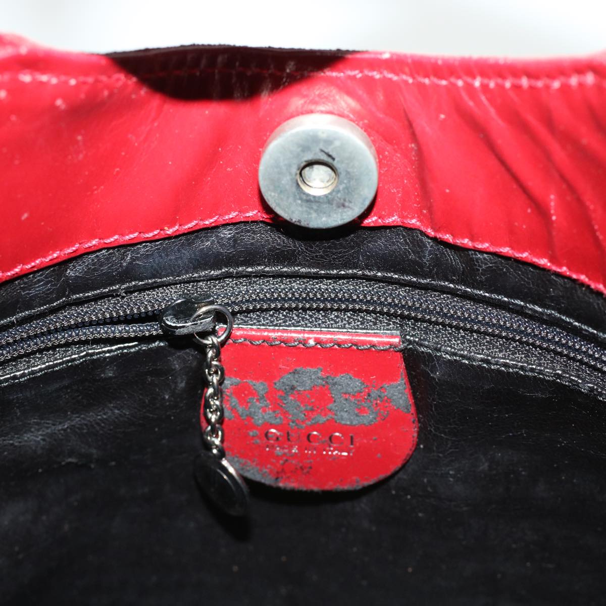 GUCCI GG Canvas Shoulder Bag Suede Red 00217050424 bs5510