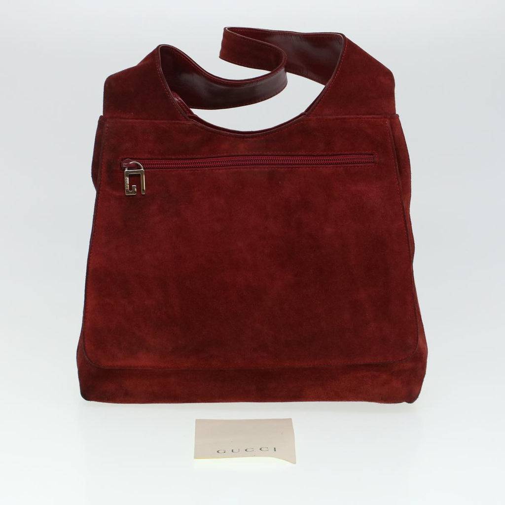 GUCCI GG Canvas Shoulder Bag Suede Red 00217050424 bs5510