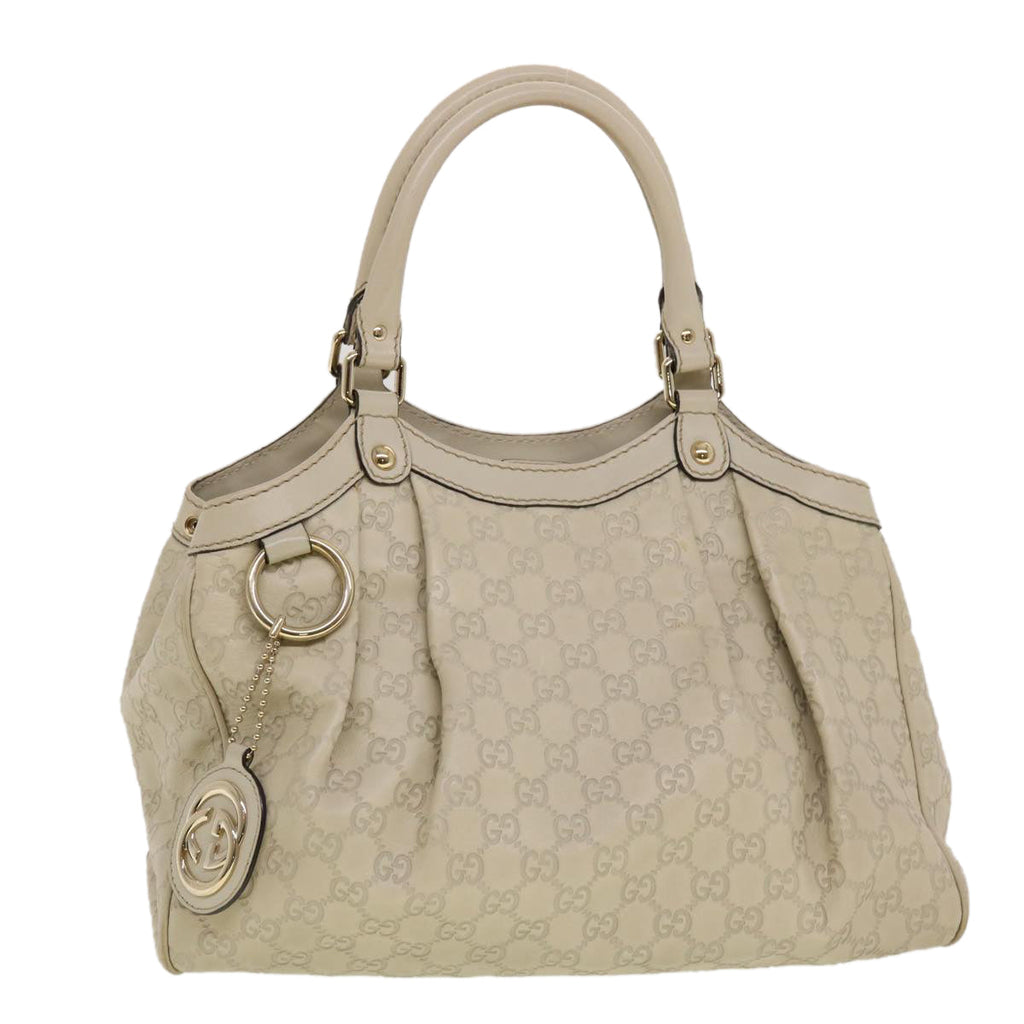 GUCCI Guccissima Hand Bag Leather White 211944 bs5554