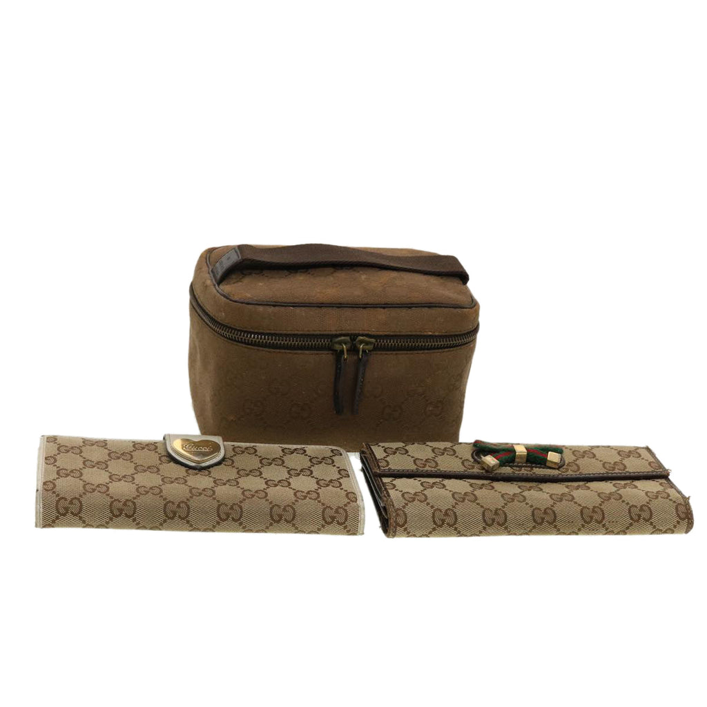 GUCCI GG Canvas Web Sherry Line Pouch Wallet 3Set Beige Red Green bs5568