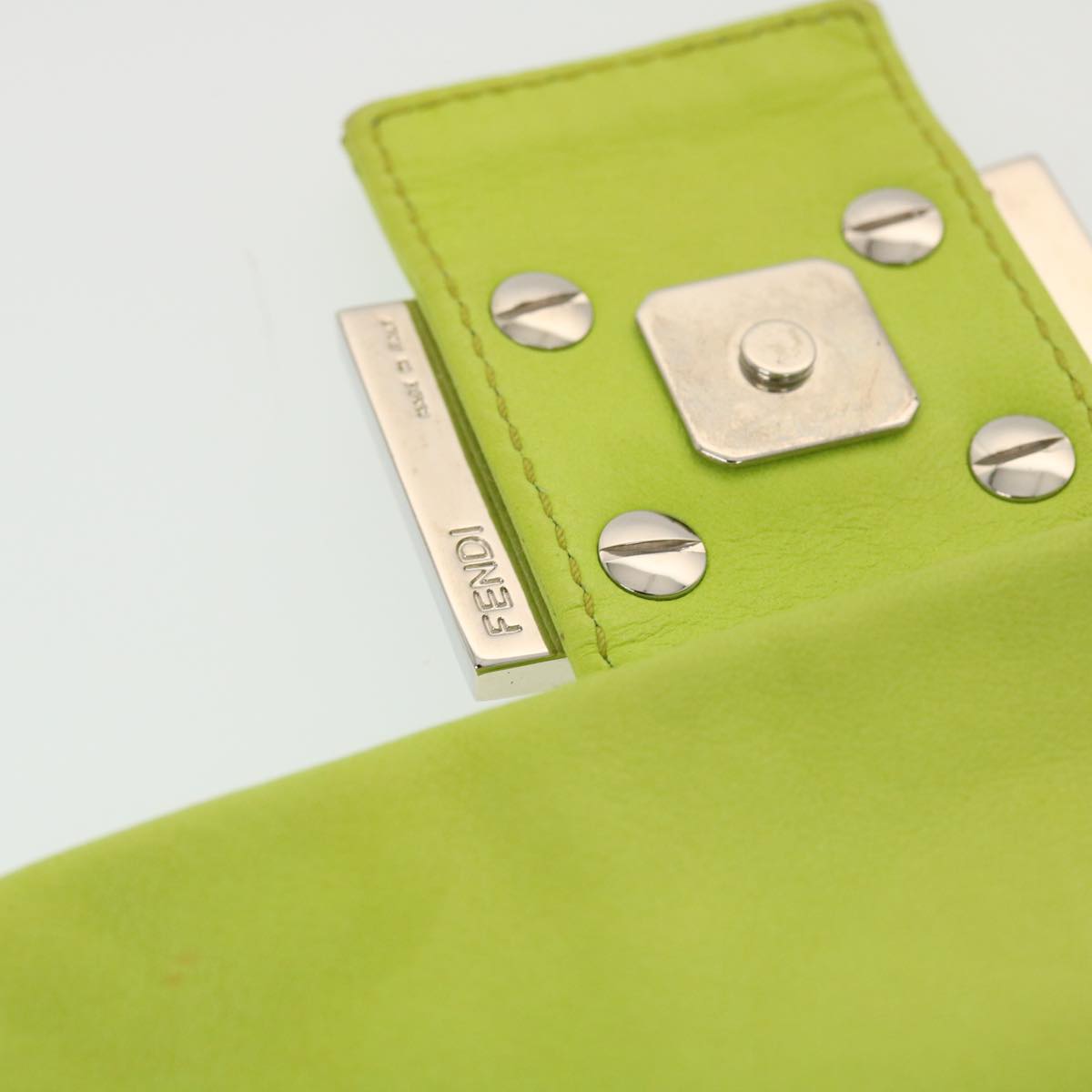 FENDI Mamma Baguette Shoulder Bag Leather Green 2318-26424-008 bs5603