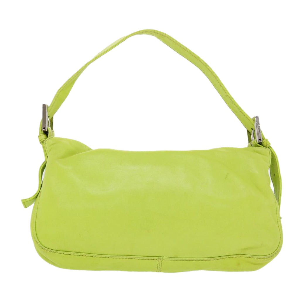 FENDI Mamma Baguette Shoulder Bag Leather Green 2318-26424-008 bs5603