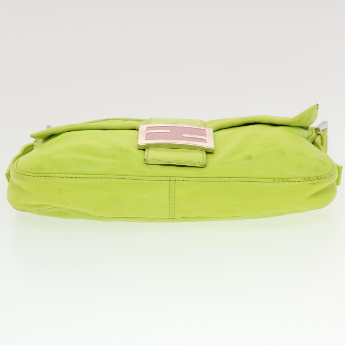 FENDI Mamma Baguette Shoulder Bag Leather Green 2318-26424-008 bs5603