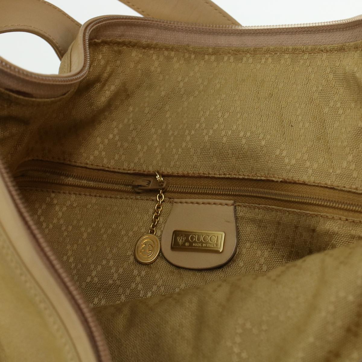 GUCCI Shoulder Bag Leather Beige bs5660