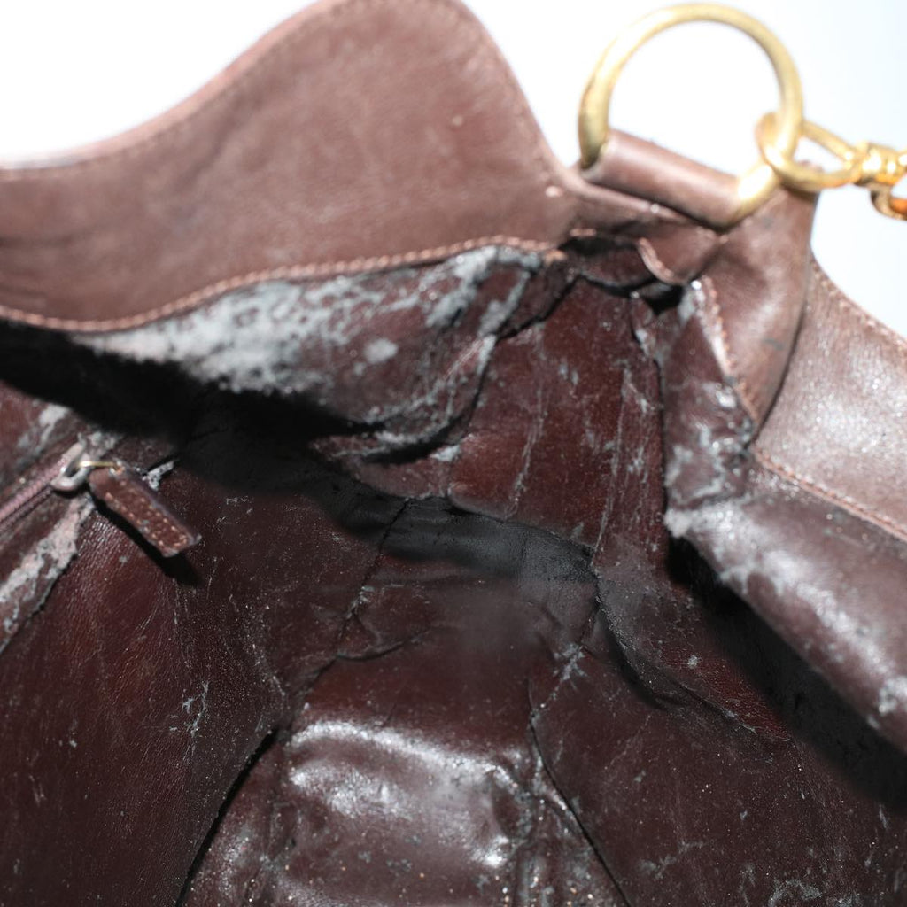 GUCCI Bamboo Hand Bag Leather 2way Brown 0011577 bs5919