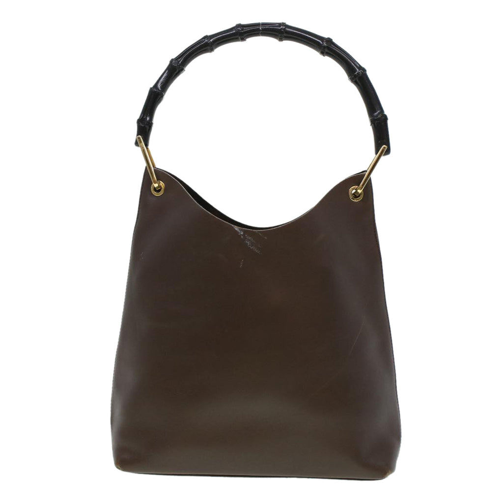 GUCCI Bamboo Shoulder Bag Leather Dark Brown bs5983