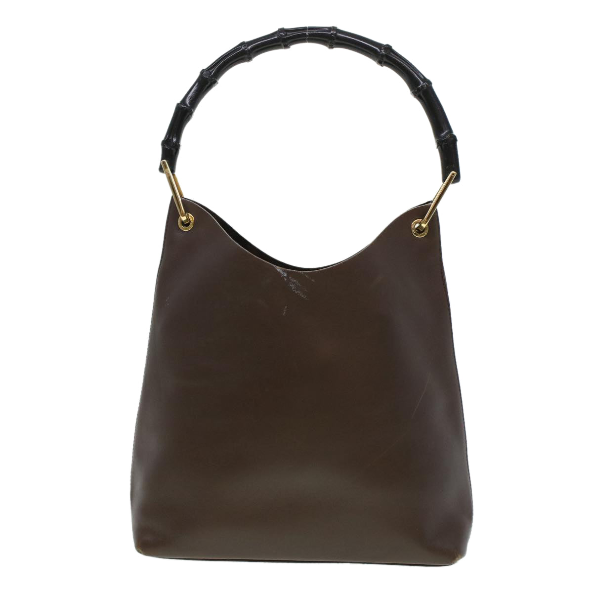 GUCCI Bamboo Shoulder Bag Leather Dark Brown bs5983