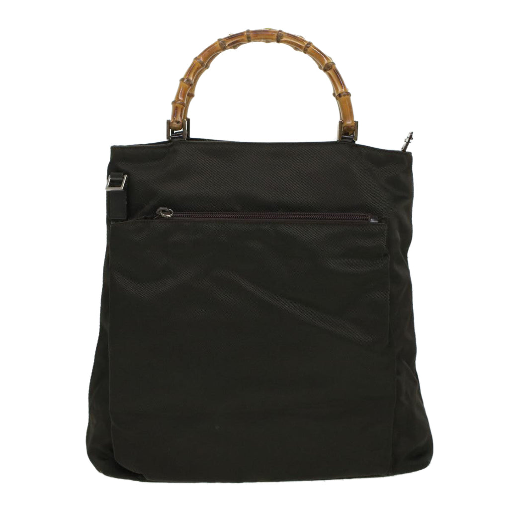 GUCCI Bamboo Shoulder Bag Nylon Khaki bs5984