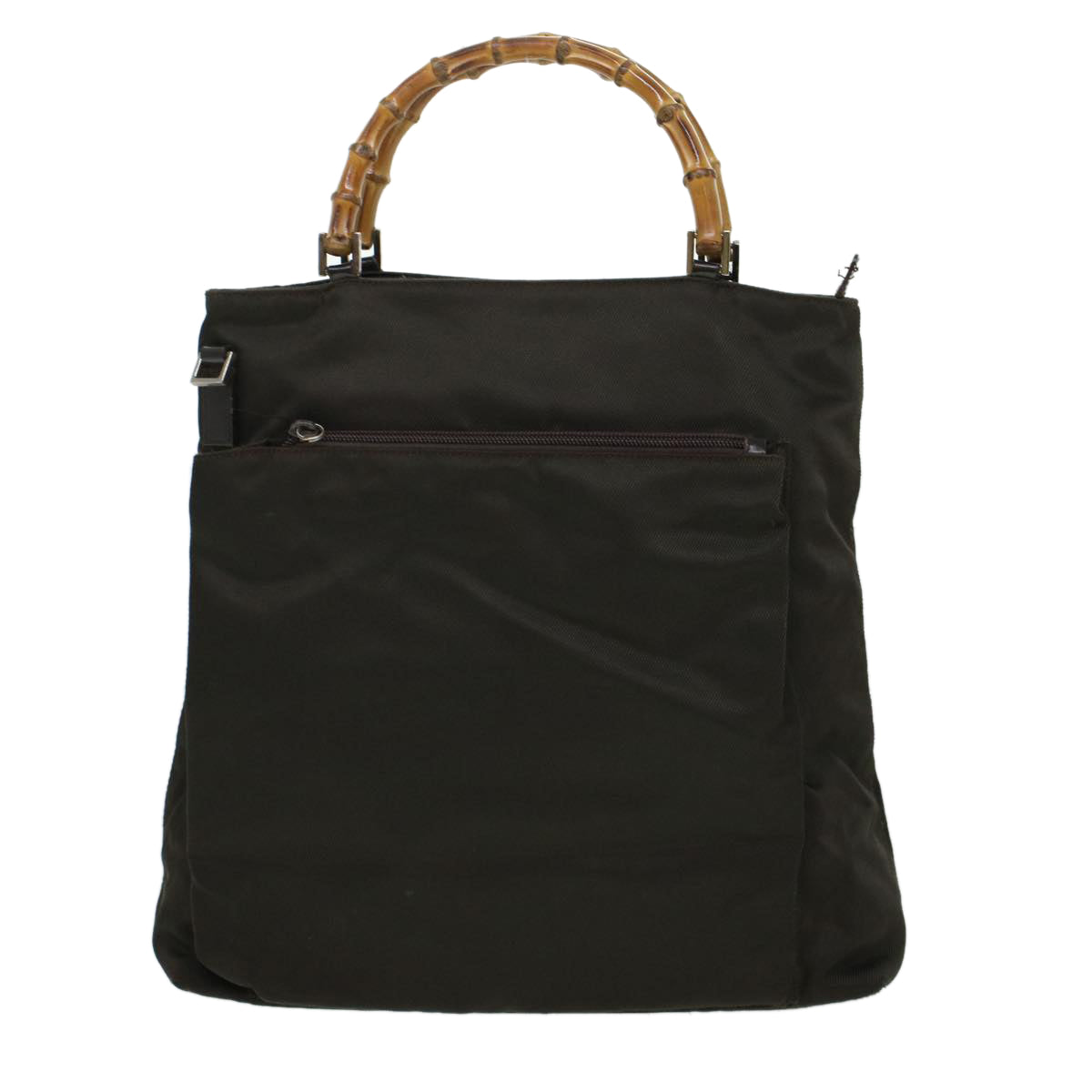 GUCCI Bamboo Shoulder Bag Nylon Khaki bs5984